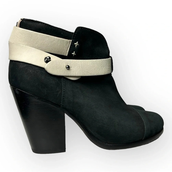 Rag & Bone Black  Two Tone Nubuck Belted Harrow Ankle Bootie 35 - Picture 2 of 10